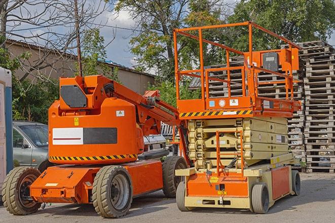 forklift transporting goods in a warehouse setting in Algodones